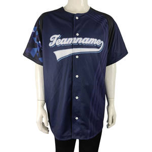 Camiseta de Béisbol Azul Personalizada con Nombre de Equipo para Hombre, Transpirable, 100% Poliéster, Sublimada, Impresión Digital OEM - Product Image 1