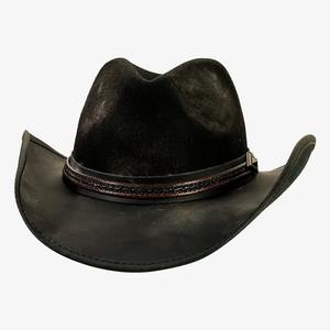 Sombrero Vaquero de Cuero Genuino Negro Premium, Sombrero Occidental de Ala Ancha para Hombre, Talla Ajustable, Logotipo Personalizado, MOQ al por Mayor - Product Image 4