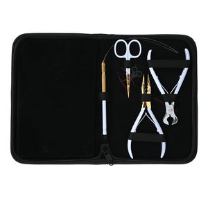 Kit d'outils professionnels pour extensions de cheveux blancs, pince à micro-anneaux, coupe-keratine, aiguilles courbées, ciseaux de coupe - Product Image 5