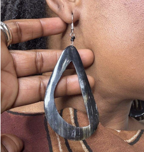 Handmade Polished Natural Buffalo Horn Droplet Earrings for Animal Style Sustainable Fashion and Boho Jewelry Collections - Product Image 1