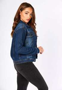 Veste en jean pour femme, bleu foncé, prix usine, avec poches intérieures et fermeture boutonnée, conçue pour les femmes, OEM - Product Image 6