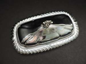 Silver Butter Dish <b>Vintage</b> Metal Ornate Design Covered Butter Container GreenTreeBoutique - Product Image 3