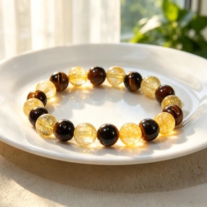 Pulsera de Citrino Natural y Ojo de Tigre de 10 mm, Pulsera de Cuentas de Cristal Curativas, Regalo Espiritual de Abundancia y Prosperidad, Venta al por Mayor - Product Image 3