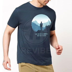 T-shirt en toile imprimé décontracté et confortable, coupe ample, 100% coton, tissu respirant pour hommes - Product Image 2