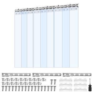 Tenda a Strisce in PVC Trasparente 84 Altezza x 38 Larghezza x 0,08 Spessore, 6 Pezzi, Isolamento Termico per Congelatori, Garage e Porte - Product Image 1