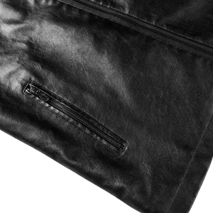 <b>Men</b>’s Black <b>Leather</b> <b>Jacket</b> – Fashion Casual Windproof Warm Winter Outerwear - Product Image 6