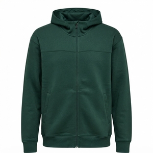 Sweat-shirt décontracté chaud pour homme, personnalisé, en polaire thermique, à fermeture éclair, doublé, couleur unie, teint uni, vente en gros - Product Image 2