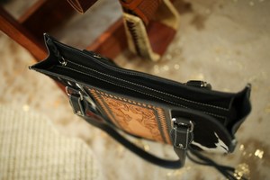 กระเป๋าหนังวัวแกะสลักลายด้วยมือ, กระเป๋าถือสไตล์ตะวันตก, กระเป๋าโท้ทสไตล์ตะวันตก, กระเป๋าหนังแกะสลักลายด้วยมือ, กระเป๋าเอกสารหนัง - Product Image 5