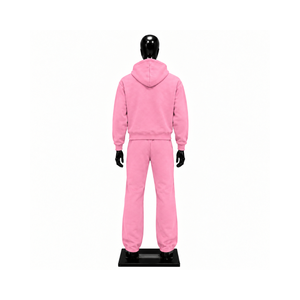 Conjunto Deportivo Personalizado de Felpa Rosa para Hombre, Sudadera con Cremallera Completa y Pantalones Jogger, Ropa Deportiva Informal de Invierno, Venta al Por Mayor, Fabricante OEM - Product Image 2