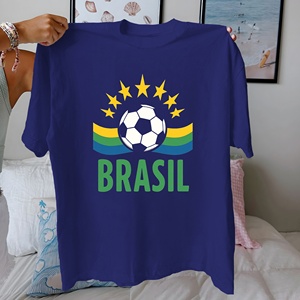 Brésil BRASIL avec thème football pur coton t-shirt femme coupe confort - Product Image 5