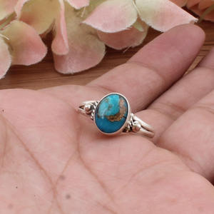 Anillo de Plata de Ley 925 con Turquesa Azul Clásica Hecha a Mano al por Mayor, Joyería de Piedra Genuina para Mujer - Product Image 5