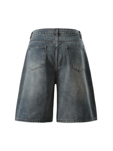 Shorts en jean pour hommes, 100% coton, taille mi-haute, coupe droite, style baggy, avec poches, tendance, best-seller - Product Image 2