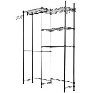 Scaffale portaoggetti a 5 livelli sopra lavatrice/asciugatrice con ganci regolabili e asta appendiabiti, stendibiancheria a due file per lavanderia - Product Image 6