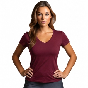T-shirt tendance pour femme, col en V, coupe décontractée, coton doux, élégant, décontracté, à porter tous les jours - Product Image 5