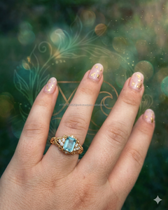 Anillo de Compromiso/Boda Hecho a Mano en Oro Amarillo de 14k con Esmeralda Cultivada en Laboratorio IGI, Corte Esmeralda, Unisex, Regalo Perfecto para Aniversario o Fiesta - Product Image 1