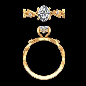 Anillo de Compromiso con Diamante Ovalado de 1.11 Quilates, Oro de 18k/14k, Diseño Inspirado en la Naturaleza con Halo Oculto y Banda de Boda, Joyería Fina - Product Image 1