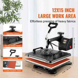 Pressa Termica Digitale 8 in 1 da 12"x15" per Magliette, Tazze, Cappelli, Piatti - 110V Automatica e Semi-Automatica - Product Image 4