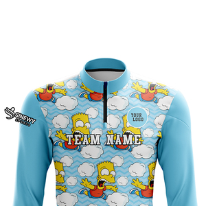 Sudadera con Capucha y Media Cremallera para Hombre, Manga Larga, Azul Claro, Secado Rápido, Poliéster, Diseño Deportivo, Corte Regular, Ropa de Invierno - Product Image 4