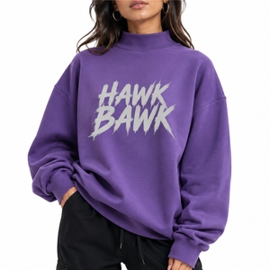 Sweat-shirt à col roulé pour femme, tissu doux et chaud de qualité supérieure, style streetwear, coupe ample, épaules tombantes, design personnalisé OEM - Product Image 1