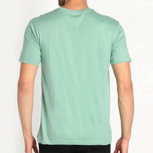 T-shirt en coton à manches courtes pour homme, couleur vert menthe unie, col rond, coupe classique, jersey décontracté - Product Image 2