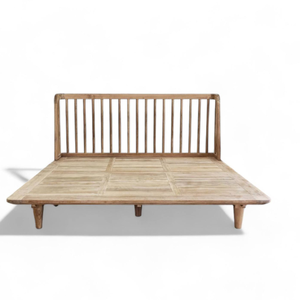 King and Queen Size <b>Bed</b> <b>Frame</b> with Headboard Nordic Style and Teak Wooden <b>Frame</b> Material for Home Furniture Decoration - Product Image 2