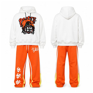 Streetwear Custom Winter Men 2-Piece Flared Sweatpants Jogger Full Sleeve Hooded Full-Length Hoodie <b>Tracksuit</b> <b>Y2k</b> Printed - Product Image 1