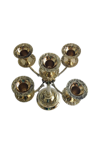 Candélabre de table à 5 bras en laiton pur, style vintage, centre de table décoratif pour salle à manger - Product Image 2