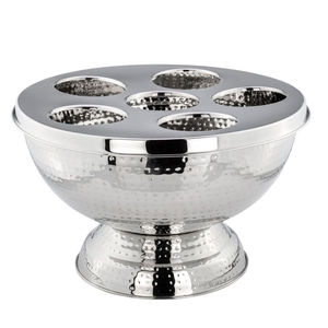 Seau à champagne en acier inoxydable martelé de qualité supérieure, seau à vin, seau à punch, bac à glace métallique pour fêtes et événements - Product Image 2