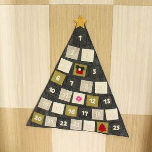 Calendario de Adviento de árbol de Navidad de fieltro hecho a mano, calendario de cuenta regresiva de fieltro de lana con bolsillos, árbol de Navidad de fieltro ecológico - Product Image 3