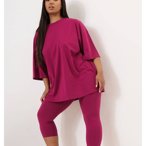 เสื้อยืดออกกำลังกายผ้าโพลีเอสเตอร์ผสมสแปนเด็กซ์สำหรับผู้หญิง แขนสั้น สีพื้น สไตล์สตรีทแวร์ทรงหลวม น้ำหนักมาก ขายส่ง - Product Image 3