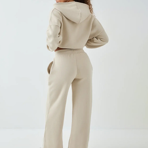 Veste courte à capuche décontractée en polaire unie respirante et écologique pour femme, grande taille, pour l'hiver, avec faible MOQ, idéale pour le jogging et les tenues de sport - Product Image 3