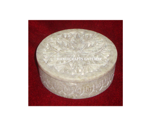Natural Soapstone Customize Carving Rounded Shape Designed Beautiful Soapstone Dry Fruit <b>Packing</b> And Gifting Purpose <b>Boxes</b> - Product Image 2