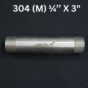 Raccord de tuyau industriel en acier inoxydable de qualité 304, diamètre d'un quart de pouce, longueur de trois pouces, connecteur fileté, matériel de plomberie - Product Image 4