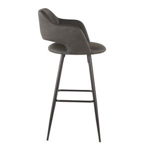 Juego de 2 taburetes de bar contemporáneos Margarite de metal negro y piel sintética gris - Product Image 3