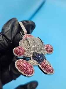 Pendentif en moissanite multicolore au design unique pour les soirées hip-hop, en argent sterling 925, bijoux fins, pendentifs et breloques - Product Image 5