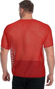 Débardeur sexy transparent en résille pour homme, idéal pour l'entraînement musculaire, t-shirt en maille transparente, coupe ajustée, manches courtes, été - Product Image 4