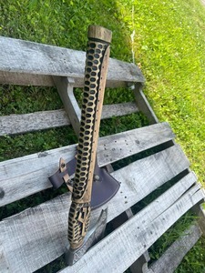 BA Enterprises Winged Goddess Tomahawk <b>Axe</b> Forged Steel Survival Tool Norse Design <b>Wood</b> Handleaxe Custom Design 18-19" - Product Image 4