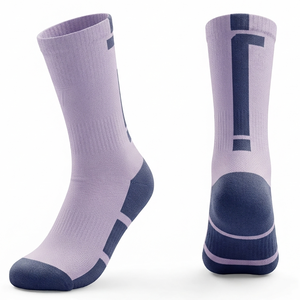 Chaussettes de pickleball de qualité supérieure 180 GSM en laine/élasthanne, logo personnalisé, tricot jacquard, lavande marine, athlétiques, séchage rapide, respirantes - Product Image 1