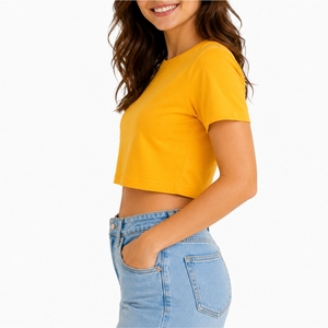 Top Corto Básico para Mujer, Algodón Premium, Tacto Suave, Estilo Veraniego, Ropa Casual, Corte Moderno, Comodidad Diaria, Tendencia de Moda, Look Urbano - Product Image 3