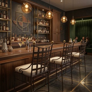 Sillas de Bar Comerciales Clásicas de Hierro Forjado con Cojines Color Crema, Reposabrazos Fijos, Muebles de Jardín Transicionales para Balcón - Product Image 3