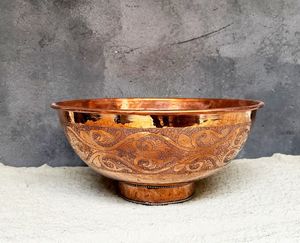 Lavabo de Cobre Hecho a Mano, Lavabo de Encimera Artesanal, Accesorio Decorativo para Baño, Artesanía Metálica Duradera de Primera Calidad - Product Image 1