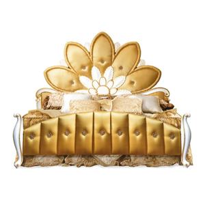 Juego de Dormitorio de Lujo en Madera de Teca Sólida, Cama Clásica con Acabado Dorado, Sofá, Tocador y Aparador - Product Image 2