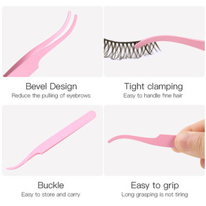 Pince à épiler professionnelle en acier inoxydable pour extensions de cils, outils de maquillage courbés et droits, 1 pièce - Product Image 6