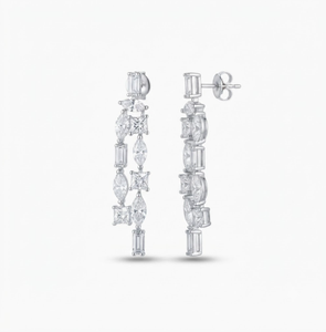 Women's 18K White Gold Mixed Cut Lab Grown <b>Dangle</b> <b>Diamond</b> <b>Earrings</b> IGI Certified Classic Style Wedding Jewelry Wholesale Price - Product Image 3