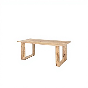 Modern Farmhouse Natural Solid Wood Dining <b>Table</b> 8 Seater U Shape Leg Light Wood Eco Friendly Hotel Home Furniture - Product Image 1