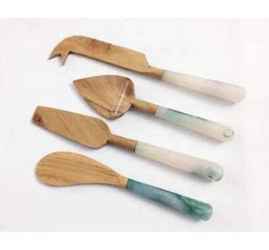 Juego de cuchillos para queso de madera natural de diseño, hoja de madera para servir con estilo en tablas de charcutería, accesorios gourmet para queso hechos a mano. - Product Image 6