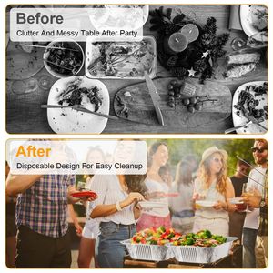 Set da 36 Pezzi di Accessori Monouso per Feste, Coperture per Buffet a Mezza Misura, Utensili e Scaldavivande per Chafing Dish e Buffet - Product Image 5