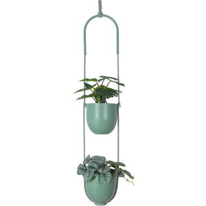 Modern Metal Hanging <b>Planters</b> for Indoor Outdoor Plants - <b>White</b> Mid-Century Minimalist Flower Pots with Heavy-Duty Chains - Product Image 2