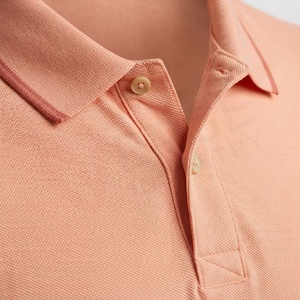 Polo en piqué de coton à manches courtes pour homme, couleur pêche, décontracté, respirant, tricoté, coupe classique - Product Image 4