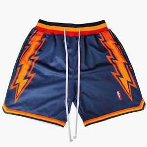 Pantalones Cortos de Baloncesto Estilo Urbano para Hombre, con Bolsillos con Doble Cremallera, Logotipo Personalizado por Sublimación, Secado Rápido, Transpirables, de Doble Capa - Product Image 6